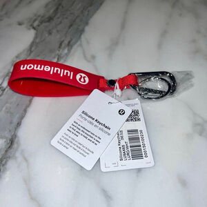 NWT! Lululemon Silicone Keychain Lulu Red / White LURD/WHT